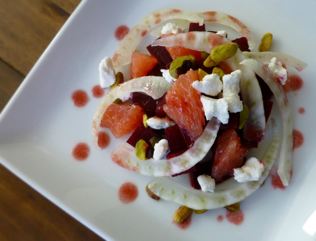 beet goat cheese and pistachio salad