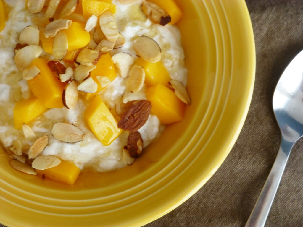 mango brown rice breakfast bowl