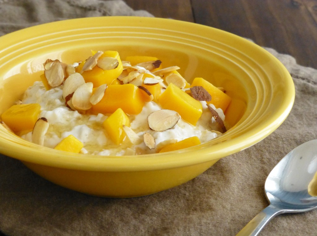 mango brown rice breakfast bowl